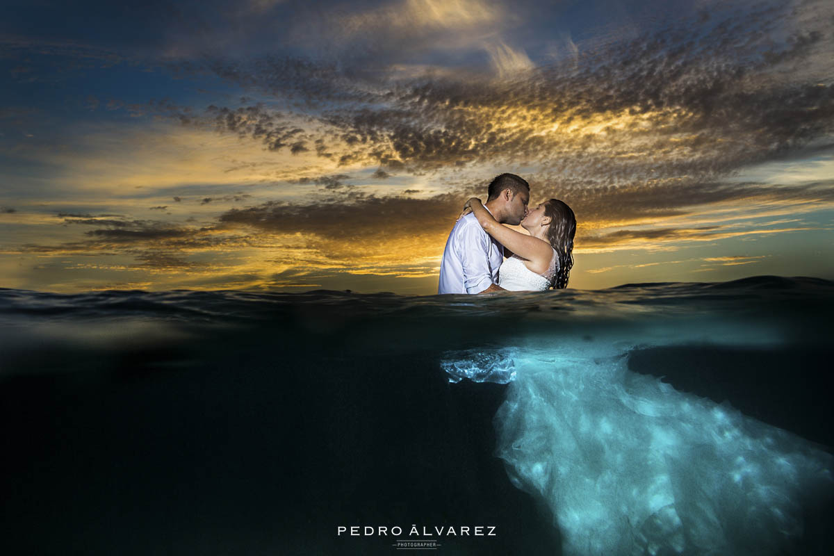 Foto de post boda acuática en Lanzarote