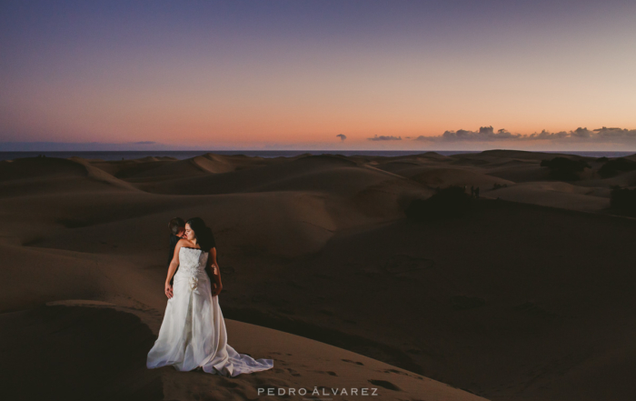 Fotos de post boda en las dunas de Maspalomas Gran Canaria
