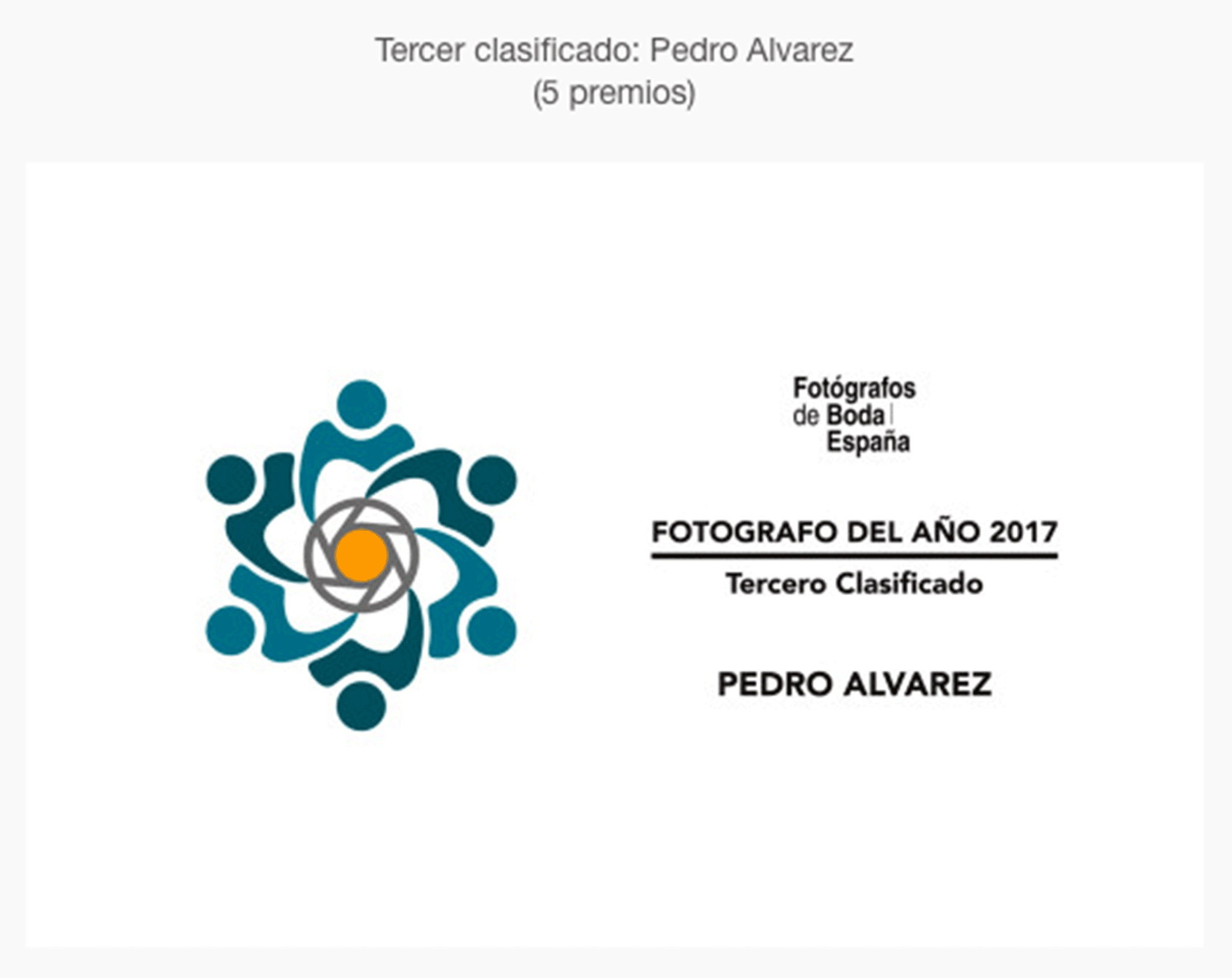 Fotografías de boda premiadas a Pedro Álvarez
